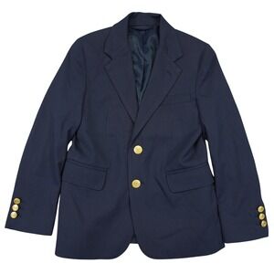 Vineyard Vines Blazer Boys 8 Navy Blue Gold Anchor Button Formal Preppy Wedding
